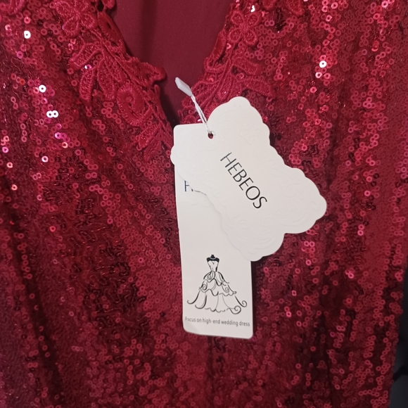 Red sequin long prom - Picture 4 of 5